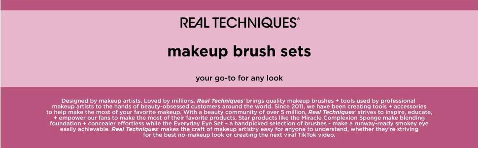 Real Techniques Everyday Essentials Makeup Brush Set with 2 Sponge Blenders, Multiuse Brushes, For Eyeshadow, Foundation, Blush, Highlighter, and Concealer, 6 Piece Makeup Brush Set - image