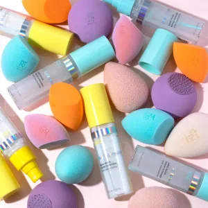 Real Techniques Airblend Sponge, Beauty Makeup Sponge, Matte Makeup Blender, For Foundation & Cream Products, Gives Medium to Full Coverage, Blends & Mattifies, Blue, 1 Count - sponge +, real techniques, cleanse, prep, sponge, makeup sponge, blend, extenders