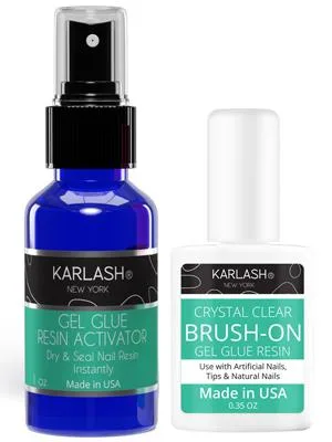 Karlash Professional Dip System Brush On Glue Gel 0.5 oz & Resin Gel Glue Activator 1 oz. - 2324