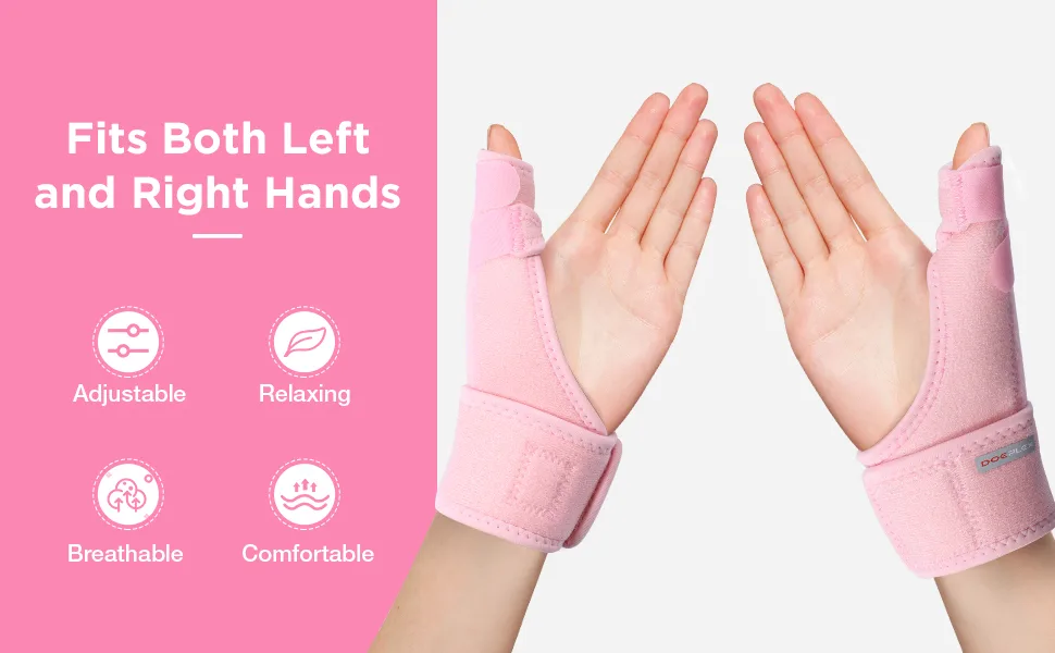 Trigger Thumb Splint Adjustable Thumb Spica Support Brace Stabilizer for Arthritis Pain Sprains Tendonitis Relief One Size Fits Right or Left Hand (Pink) - product information 5