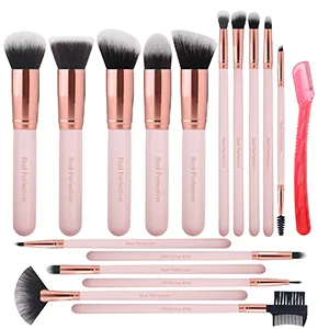 Real Perfection Makeup Brushes 16pcs Makeup Brushes Set with 1 Eyebrow Razor Premium Synthetic Foundation Brushes Blending Face Powder Eye Shadow Concealer Make Up Brushes Tool Kit - makeup brushes luxie makeup brush set make up brushes professional makeup brushes morphe brush set