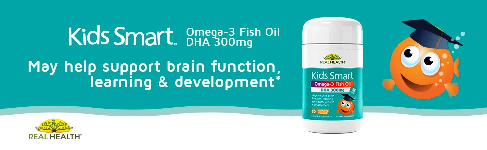 Real Health Kids Smart DHA Omega-3 Chewable Supplement, 50 Count - May help support brain function learning and development