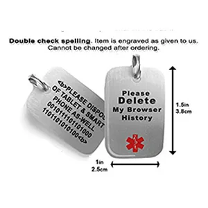 Custom Engraved Delete My Browser History Dog Tag Necklace LOL Gift Geeky Gadget Stainless Steel Red Symbol - product information 3