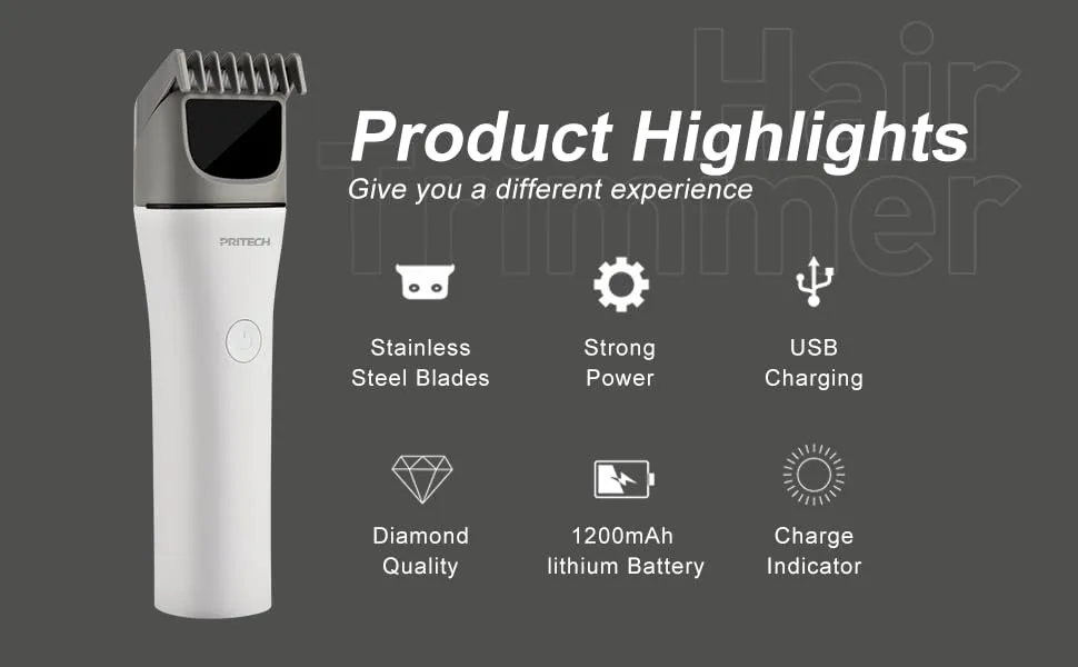 PRITECH Beard Trimmer with Adjustable Comb 1-12mm Electric Hair Clipper Cordless Trimmer Mens Grooming Trimmer for Beard Head Face and Body USB Rechargeable - BEARD TRIMMER