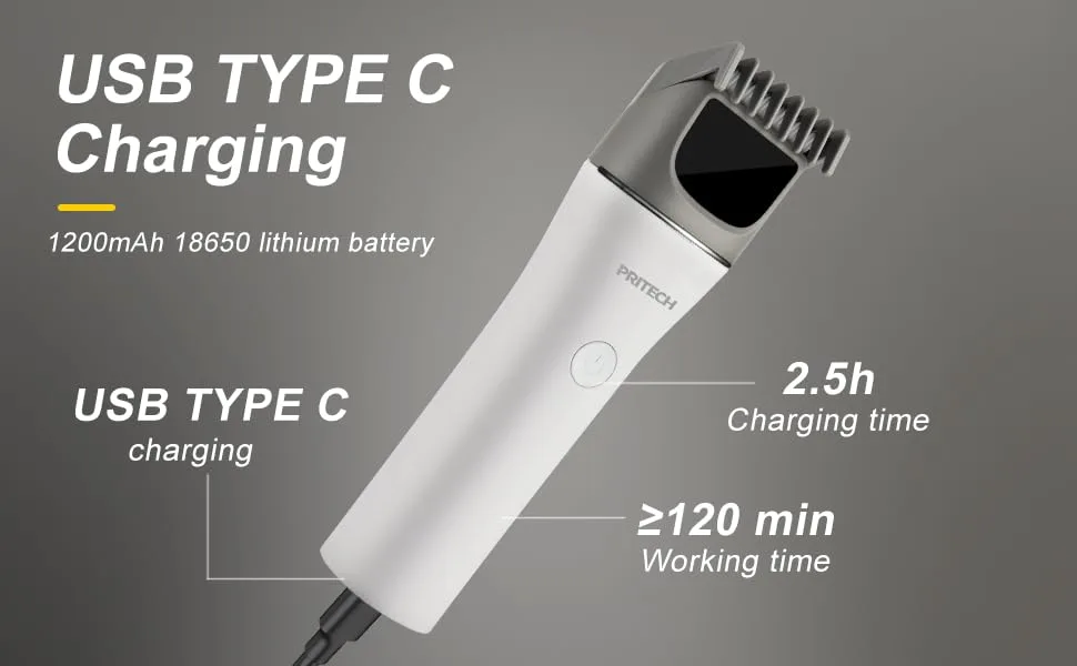 PRITECH Beard Trimmer with Adjustable Comb 1-12mm Electric Hair Clipper Cordless Trimmer Mens Grooming Trimmer for Beard Head Face and Body USB Rechargeable - BEARD TRIMMER