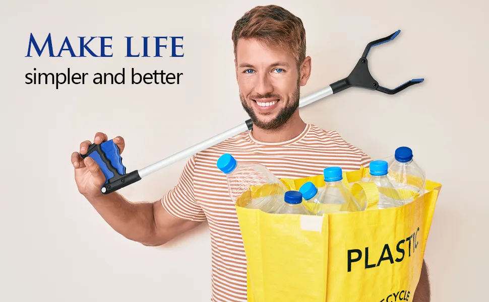 Reacher Grabber Tool, 32" Foldable Grabber Reacher, Rotating Jaw - Mobility Aid Reaching Assist Tool, Trash Picker Upper Grabber, Long Arm Extender for Elderly (Blue) - product information 1