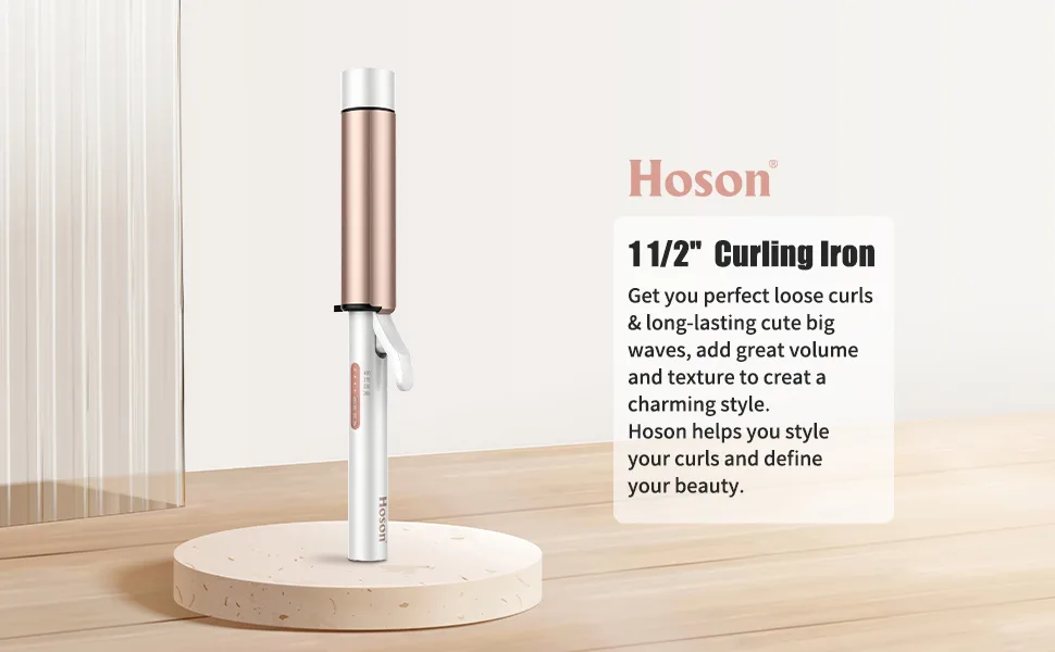1 1/2 inch Curling Iron Large Barrel Dual Voltage Curling Iron Ceramic Professional Big Curling Wand for Long Hair - 1 1/2" Curling Iron