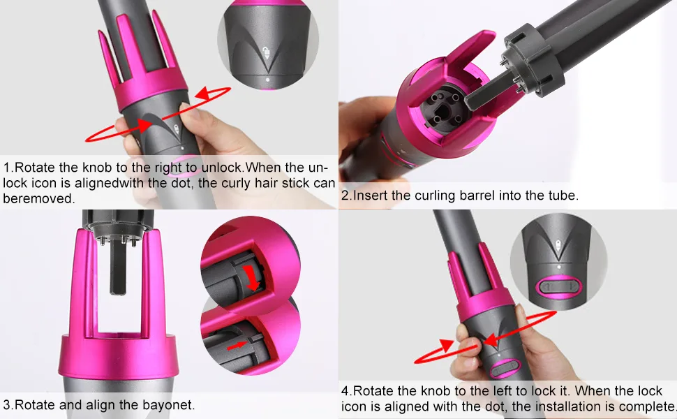 Automatic Curling Iron Rotating Curling Iron Wand Auto Rotating Hair Curler with 3 Interchangeable Ceramic Barrels to Create Beach Wave Curls Temps Adjustable LCD Display Instant Heat Dual Voltage - curling iron automatic hair curler