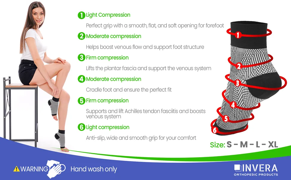 Plantar Fasciitis Compression Socks for Women & Men - Best Ankle Compression Sleeve Provides Arch Support & Heel Pain Relief (Large) - plantar socks