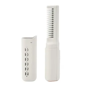 Rechargeable Mini Hair Straightener Wireless Temperature Control Anti Scald Hair Straightener for All Hair Types (Khaki) - 2718230293213-2
