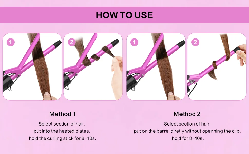 DAN Technology Small Ceramic Curling Wand with Adjustable Temperature for Tight Curls on Short & Long Hair (3/8 Inch 10MM) 3/8 Inch 10MM Pink - 10mm Professional Curling wand