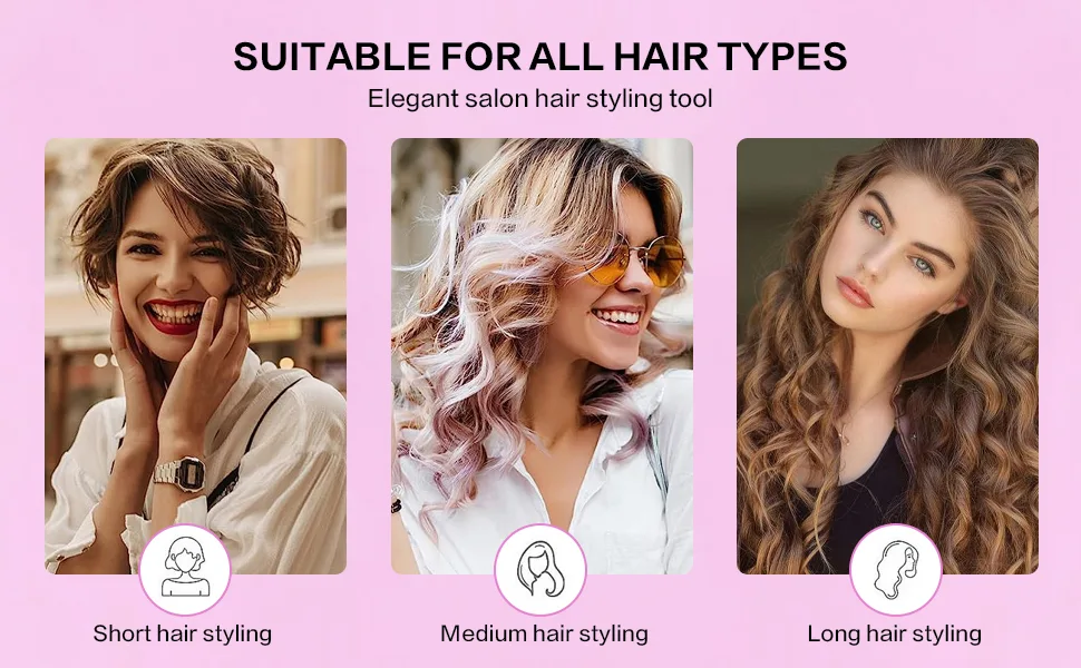 DAN Technology Small Ceramic Curling Wand with Adjustable Temperature for Tight Curls on Short & Long Hair (3/8 Inch 10MM) 3/8 Inch 10MM Pink - Hair Curler