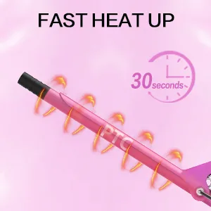 DAN Technology Small Ceramic Curling Wand with Adjustable Temperature for Tight Curls on Short & Long Hair (3/8 Inch 10MM) 3/8 Inch 10MM Pink - hair curling iron