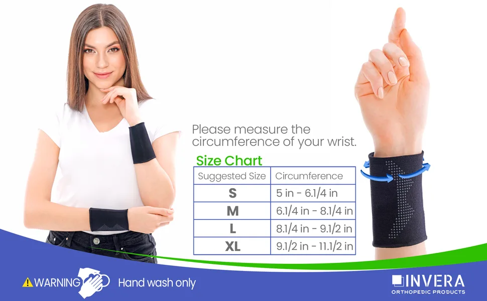 invera Wrist Compression Sleeve Unisex Wrist Band Support Sleeve Wrist Protector Compression Brace (Medium 1 Unit) Medium 1.0 - wrist compression sleeve
