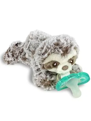 RaZbaby RaZbuddy JollyPop Pacifier Holder w/Removable Baby Pacifier - 0m+ - BPA Free - (Sloth) Baby Sloth - Sloth Plush