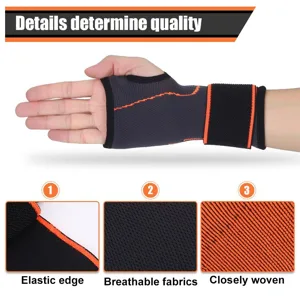 Pwshymi Wrist Brace BlackOrange Durable Suitable for Sports Lovers with a HookLoop Strap - product information 6