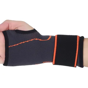 Pwshymi Wrist Brace BlackOrange Durable Suitable for Sports Lovers with a HookLoop Strap - TJ03372-3