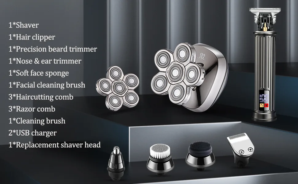 Head Shavers for Bald Men & Professional Barber Clippers Zero Gapped Hair Trimmer for Men Rotary Bald Shavers Cordless Beard Trimmer Grooming Kit - product information 1