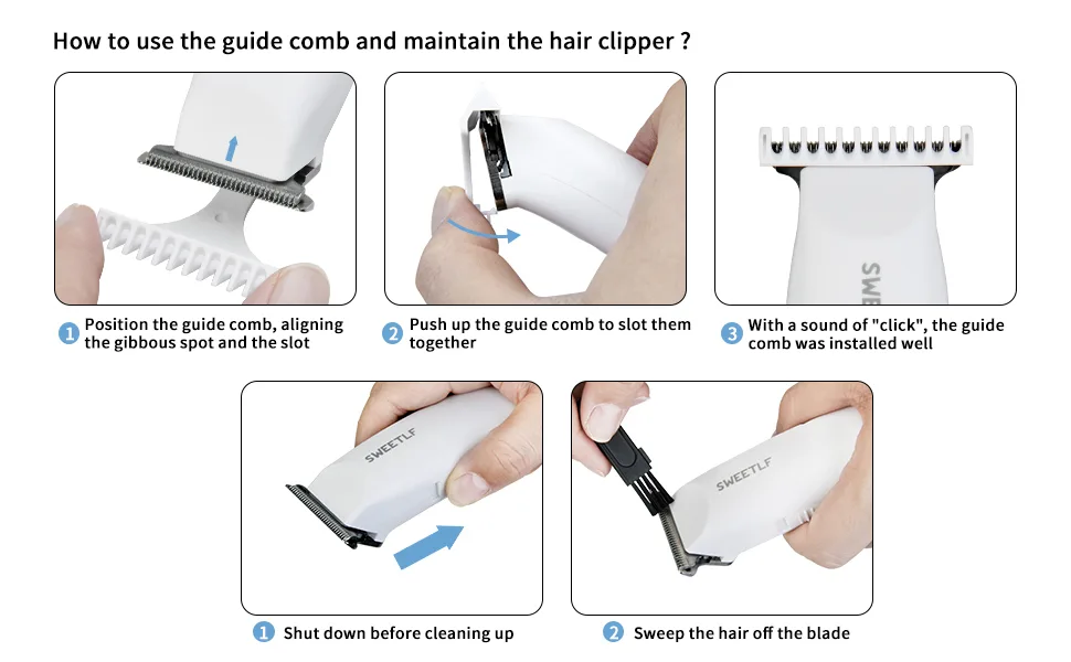 Sweetlf hair clipper (White) - instruction