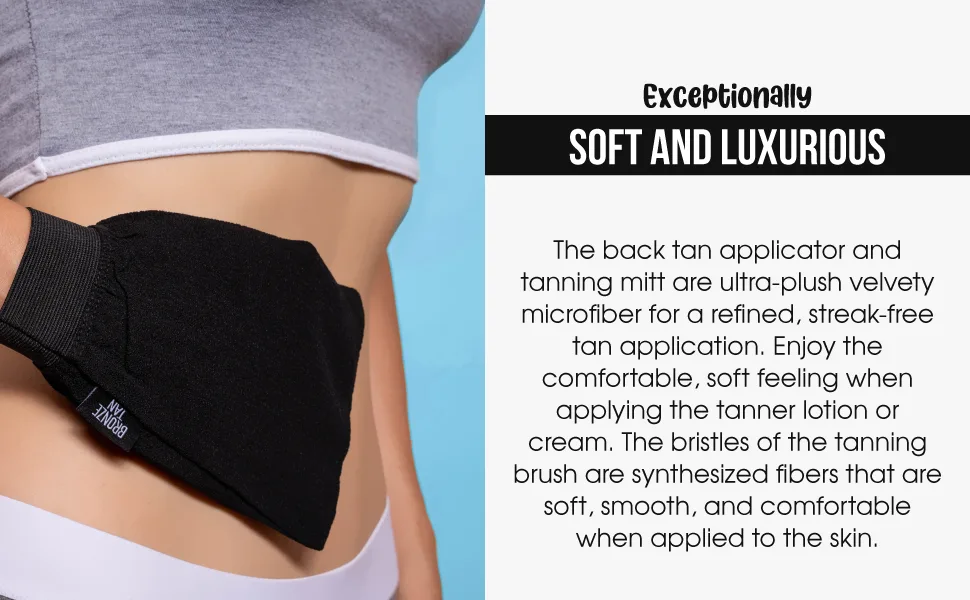 Bronze Tan Self Tanner Accessory Kit - Includes Self Tanning Mitt Tan Remover Exfoliating Mitt Easy-Reach Back Applicator Tanning Brush Applicator for Face & Hands - Sunless Tanning Application - Bronze Tan, Self Tanner Accessory Kit, Mitt Applicator, Tanning Brush, Exfoliating Mitt