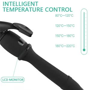 Bubble Curling Wand 1.25 inch 32mm Beach Wave Curler with LCD Display Ceramic Crimping Iron for Long Hair Black-32mm - LCD tem