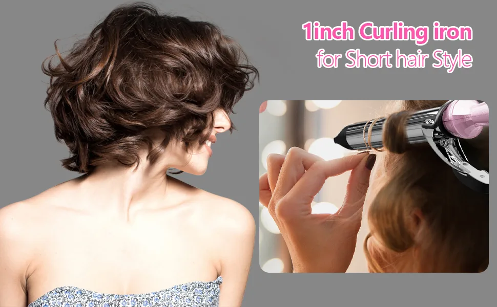 DAN Technology Curling Iron 1 inch Hair Curling Iron Titanium Curling Iron Dual Voltage Flat Iron Travel Curling Iron Pink - travel curling iron