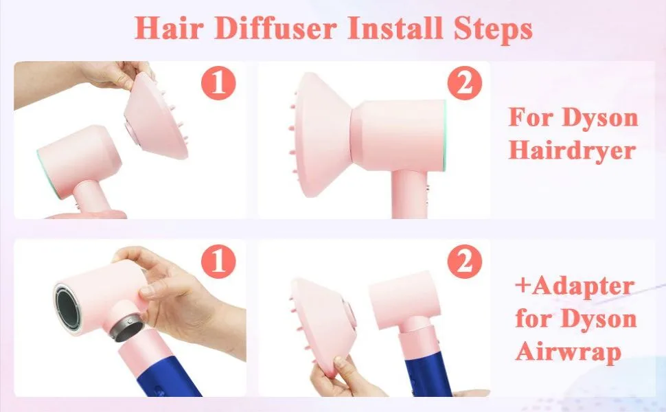 Diffuser Attachment for Dyson Hairdryer Pink HD01 HD02 HD03 HD04 HD08 Diffuser for Wavly Curly Hair - dyson diffuser attachment