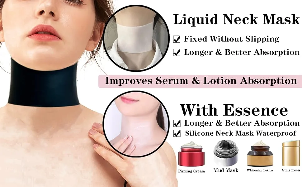 WIDVIH Reusable Silicone Neck Wrap Neck Anti-Wrinkle Patch Neck Masks Protector Prevents Neck Mask Slipping Improves Serum&Lotion Absorption (Black) - Improves Serum & Lotion Absorption