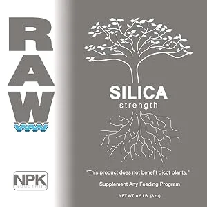 RAW- Silica for Strong Cell Walls and strengthening Stems, Plant Feeding Supplement, for Indoor, Outdoor Use, Hydroponics- 8 oz - RAW Silica