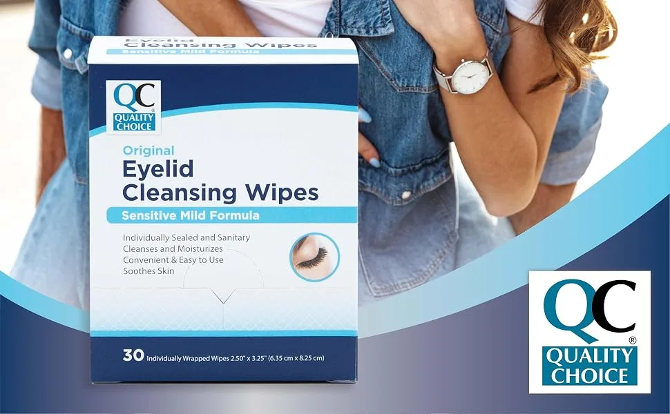 Quality Choice Eyelid Cleansing Wipes Sensitive Mild Formula 30ct - Quality Choice, QC, Eye, Eyelids, Cleansing Pads, Wipes, Sensitive, Mild Formula, Easy, Convenient