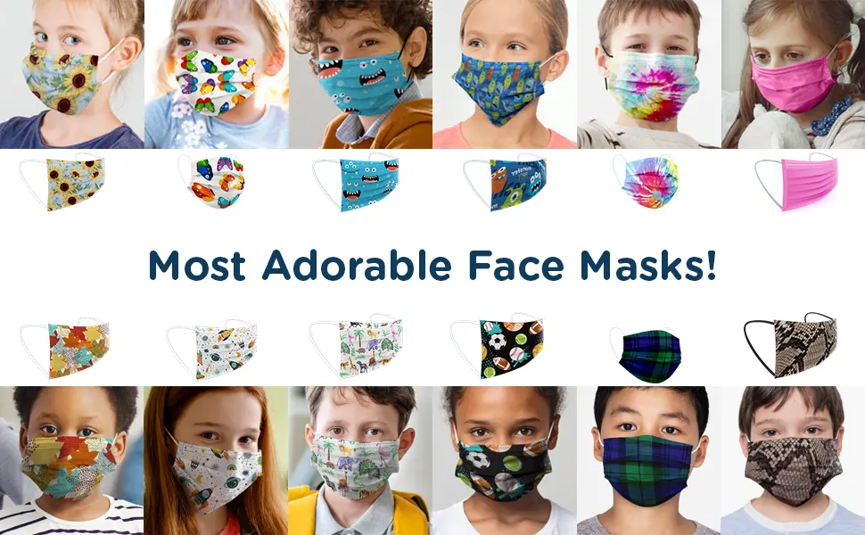 WECARE Disposable Face Masks For Kids 50 Fall Print Face Masks Individually Wrapped Fall Collection - disposable face masks with designs, masks disposable colorful, kids face masks with patterns