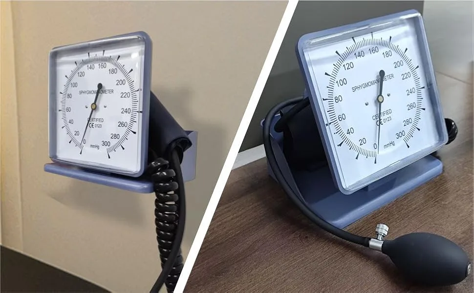 Rolling Stand Type Aneroid Sphygmomanometer with Cuff Clear Gauge - Clinical Mobile Aneroid Sphygmomanometer Community center Family ICU check heart Arm Supplies