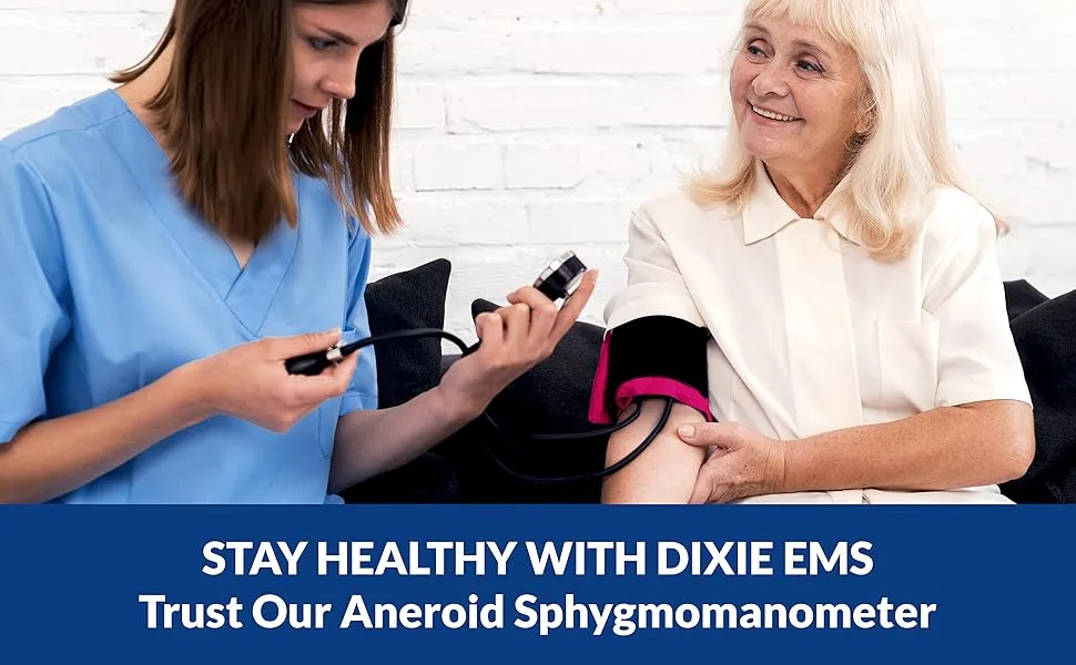 Dixie EMS Deluxe Aneroid Sphygmomanometer Blood Pressure D-Ring Cuff - Pink - DIXIE EMS