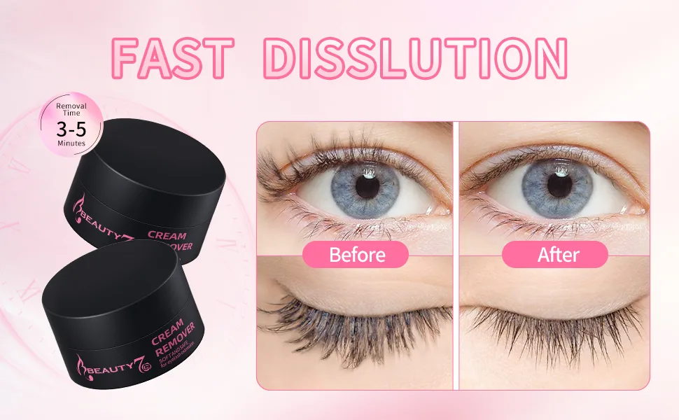Beauty7 Eyelash Extensions Remover Cream Safe Adhesive Bonder Eyelashes Glue Remover Fast Dissolution Low Irritation Eyelash Extension Supplies 5g beige (unscented) - product information 3