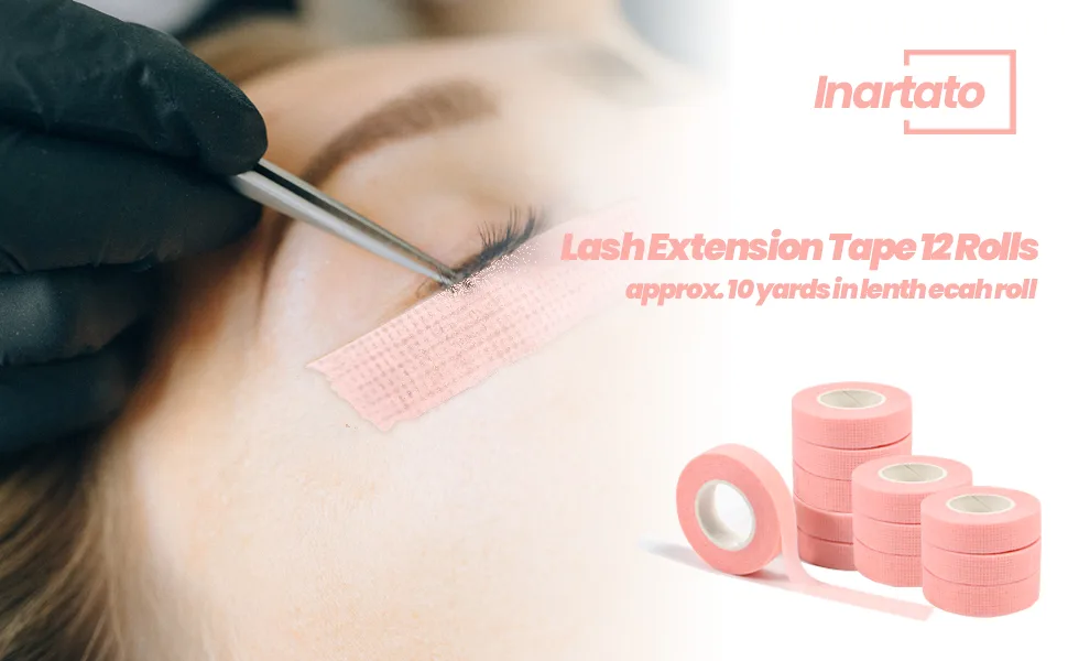 12 Rolls Lash Tape for Eyelash Extensions Eyelash Tape Breathable Micropore Fabric Tape Lash Extension Supplies (Pink) - Eyelash Extension Tape