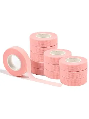 12 Rolls Lash Tape for Eyelash Extensions Eyelash Tape Breathable Micropore Fabric Tape Lash Extension Supplies (Pink) - eyelash extension tape under eye