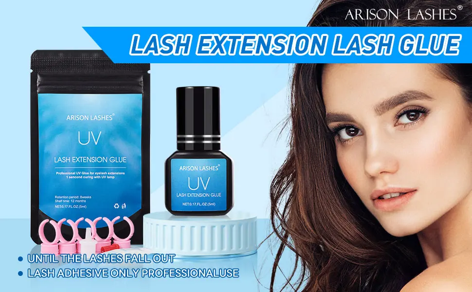 UV Lash Glue for Eyelash Extensions 1 Sec Drying Time 8-9 Weeks Retention Waterproof Extra Powerful Eyelash Glue Lash Adhesive for Professional Use Only - lash glue