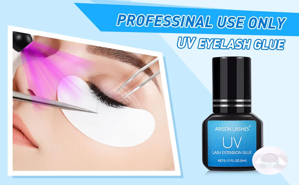 UV Lash Glue for Eyelash Extensions 1 Sec Drying Time 8-9 Weeks Retention Waterproof Extra Powerful Eyelash Glue Lash Adhesive for Professional Use Only - UV eyelash glue