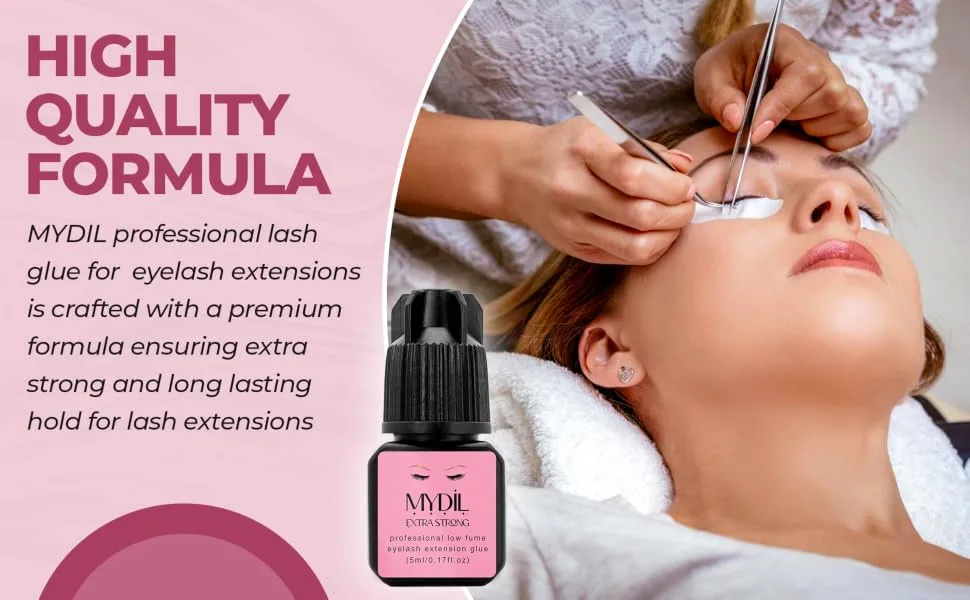 Eyelash Extension Glue Black Extra Strong Hold Waterproof Fast Drying Sensitive Low Fume Eyelash Glue for Eyelash Extensions 7+ Weeks Retention (5ML)/ Professional Lash Extension Adhesive. - Lash glue eyelash self adhesive extension cluster pegamento de pestañas waterproof adhesive black