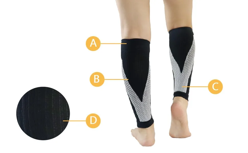 M Magic Sport Kinesiology Taping Compression Calf Sleeves Men and Women Running Hiking Cycling Jogging Medium-Large Black - Compression Calf Sleeves (19-23mmHg)-2