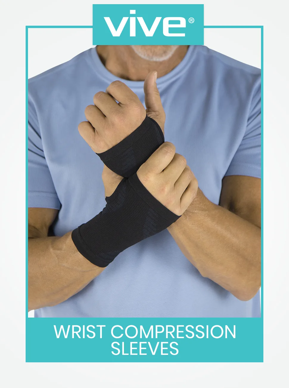 Vive Wrist Compression Sleeve Support Brace For Pain Relief - Relieves Carpal Tunnel Arthritis Tendonitis & More - Joint Stabilizer for Right or Left Hand - For Women & Men (Large) - Wrist Compression Sleeve