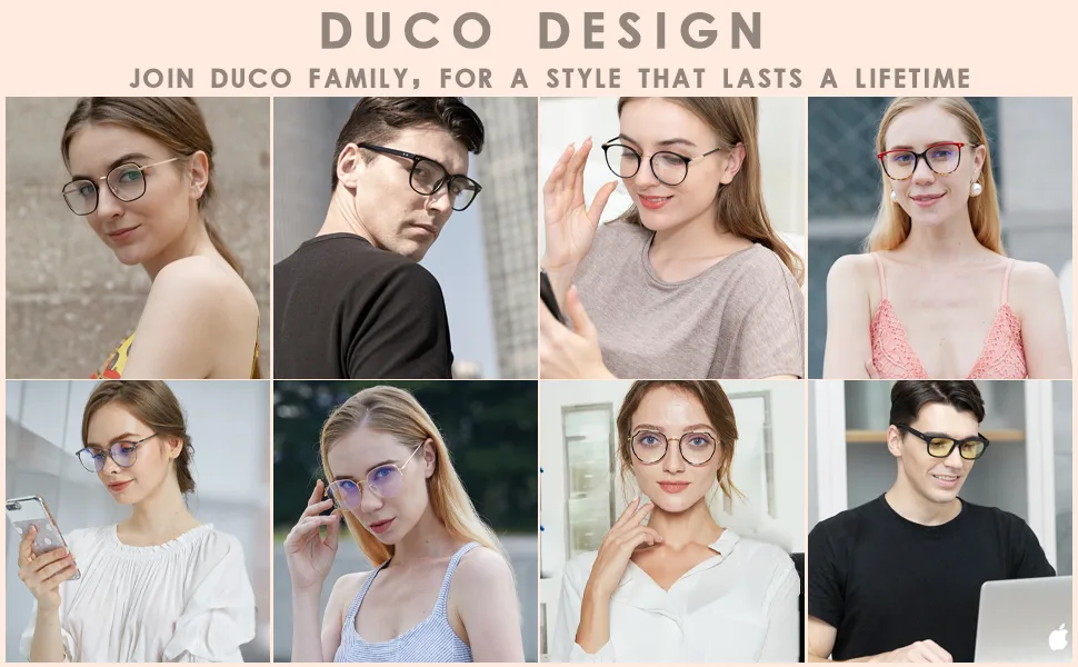 DUCO Blue Light Glasses for Men Women Blue Ray Blocking Glasses Computer Gaming Glasses Teens Retro Round Eyeglasses Frame Grey 5216 - computer glasses women men blue light blocking Suitable for any occasion