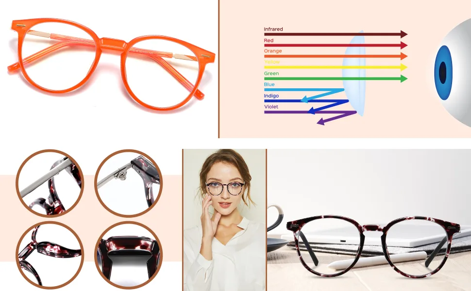 DUCO Blue Light Glasses for Men Women Blue Ray Blocking Glasses Computer Gaming Glasses Teens Retro Round Eyeglasses Frame Grey 5216 - Enjoy your digital time, NO worry about eye fatigue, blurred vision and headache.