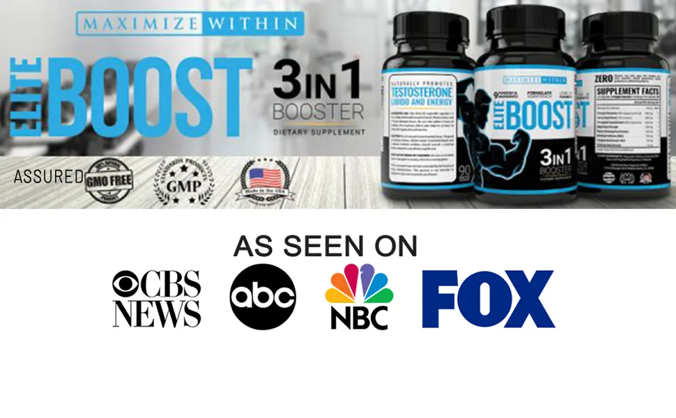 Maximize Within Elite Boost 3in1 Formula Naturally Promotes Testosterone Libido Energy Muscle Mass & Stamina Powerful Ingredients Veggie Capsules - Elite Boost