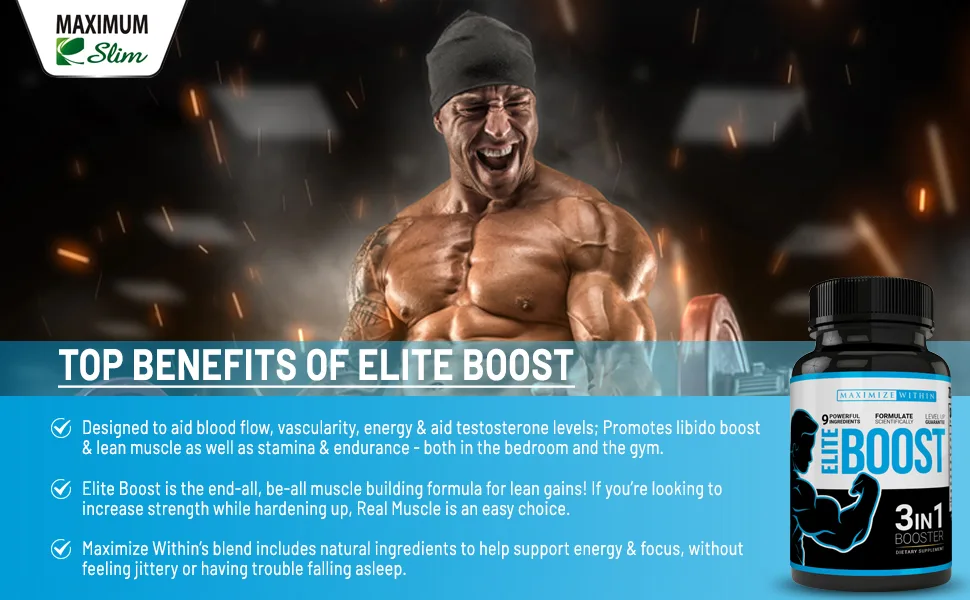 Maximize Within Elite Boost 3in1 Formula Naturally Promotes Testosterone Libido Energy Muscle Mass & Stamina Powerful Ingredients Veggie Capsules - Maximize Within Elite Boost 3in1 Formula Naturally Promotes Testosterone Libido, Energy,Muscle Mass