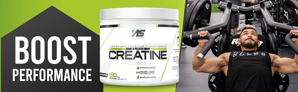 Micronized Creatine Monohydrate Powder - 5g (5 Grams) Per Serving Unflavored - Helps Support Optimum Muscle Gain Suitable for Men & Women 300 gm - 60 Servings - Alpha Supps Creatine Boost Performance