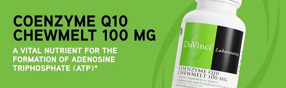 DAVINCI Labs Coenzyme Q10 Chewmelt 100mg - Supports Liver Brain Heart Health & More with Vitamin E & CoQ10* - 60 Chewable Tablets - product information 2