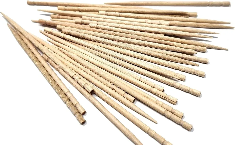 Makerstep 2000 Wooden Toothpicks with Ornate Handle. Natural Birch Wood Teeth Tooth Picks - Toothpicks