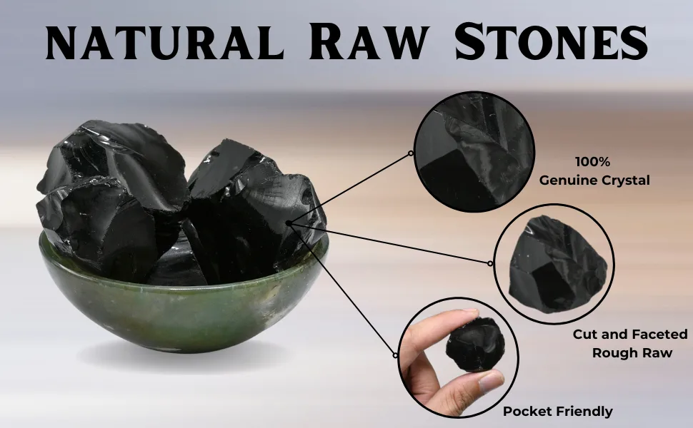 Black Obsidian Raw Crystals and Healing Stones Natural Rocks for Tumbling and DIY Raw Stones and Crystals (1 Piece) - Natural Rough Raw Healing Stone