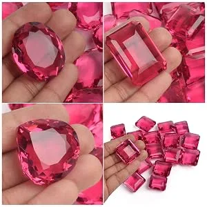 REAL-GEMS 95.20 Ct Pink Tourmaline Square Shaped Healing Crystal - tourmaline
